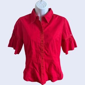 Quizz Trends M Casual Ruffle Blouse Red Regular